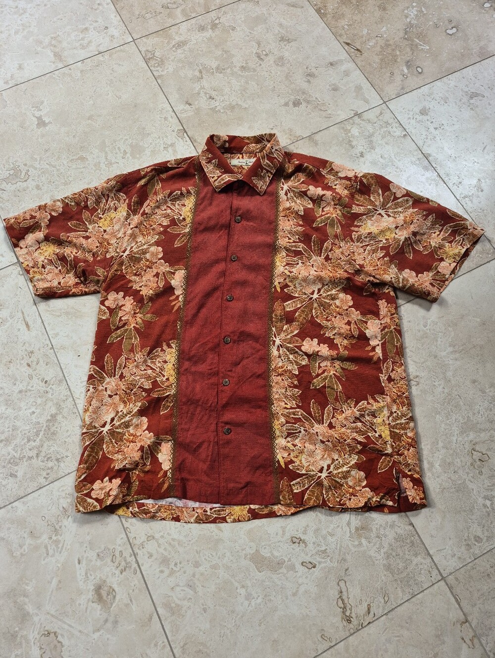 Tommy Bahama 100% Washed Silk Tropical Print Shirt, Soft Collar, BARELY PRE-WORN